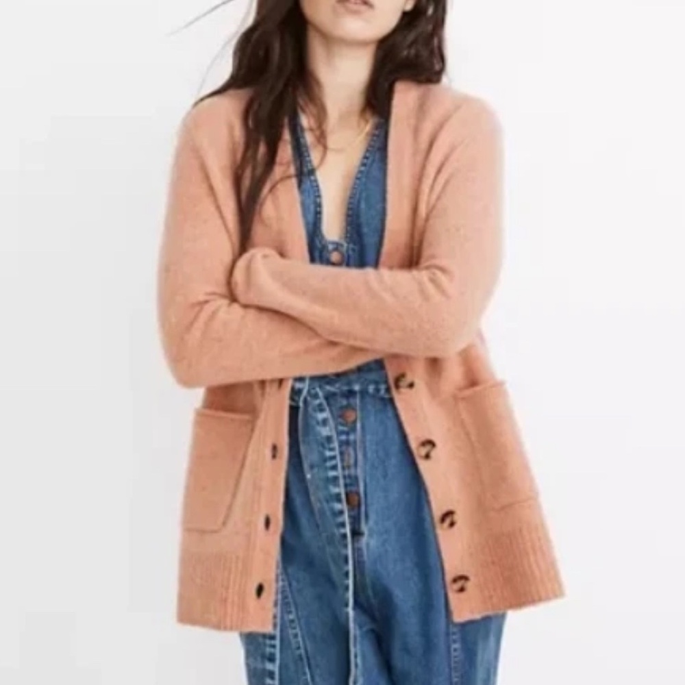 Madewell Donegal Maysfield Cardigan Sweater in Donegal Peach Size XXS